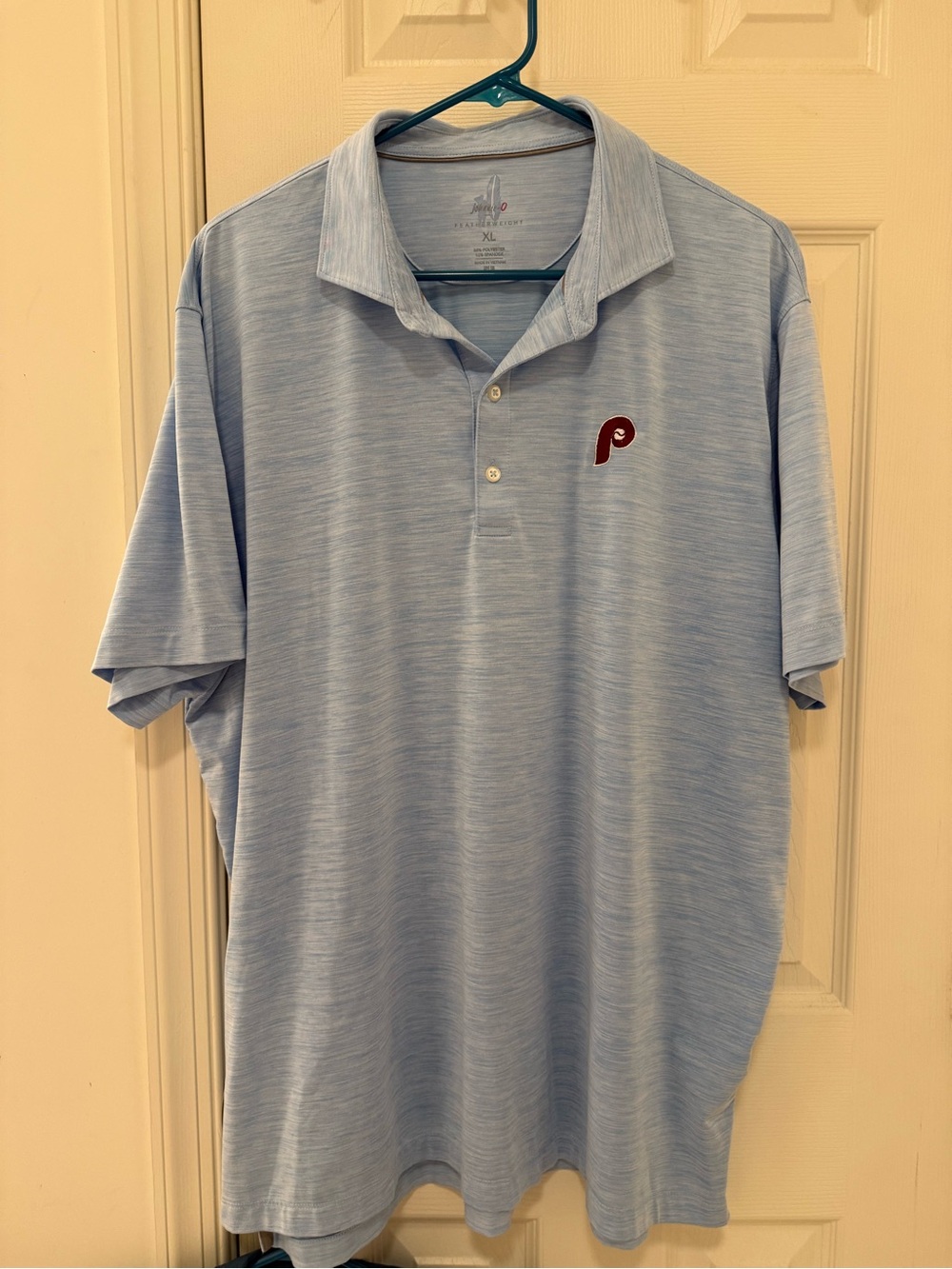 johnnie-O Light Blue Polo with Small Red Embroidered Logo